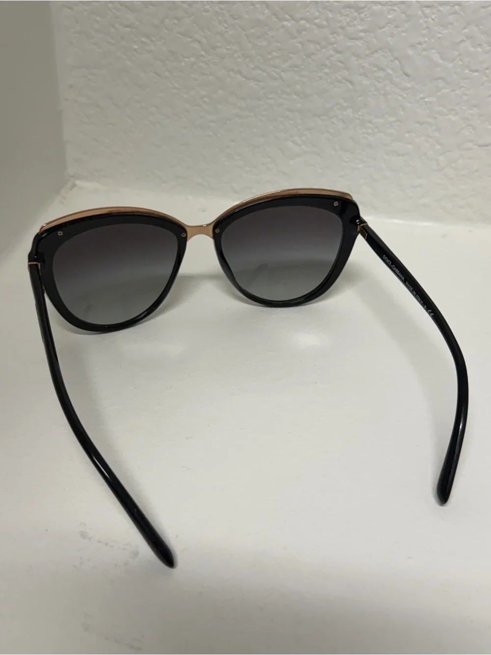Dolce & Gabbana Black and Gold Gradient Lens Women's Sunglasses - Cat Eye Style